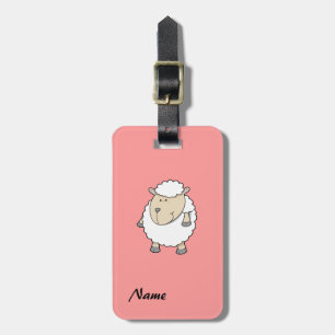 Cute funny adorable sheep monogram luggage tag