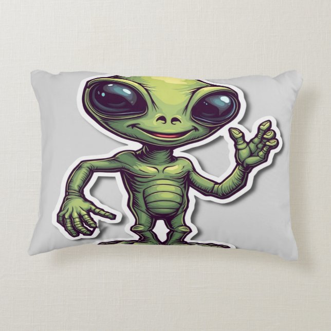 Cute Funny Alien – Whimsical & Playful Accent Pillow (Back)