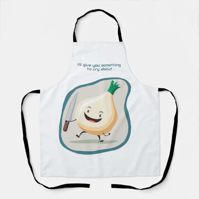Cute funny and edgy chef or cook onion apron (Front)
