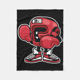 Cute Funny And Unique Boxing Champion Cartoon And  Fleece Blanket