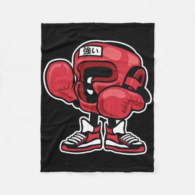 Cute Funny And Unique Boxing Champion Cartoon And  Fleece Blanket (Front)