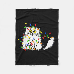 Cute Funny Animal Lover Cat Christmas  Fleece Blanket