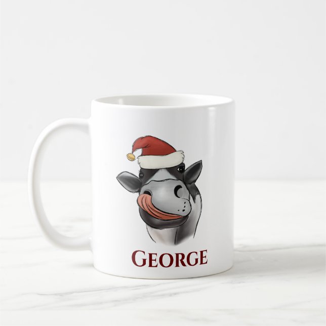 Cute Funny Animal Santa Cap Christmas  Coffee Mug (Left)