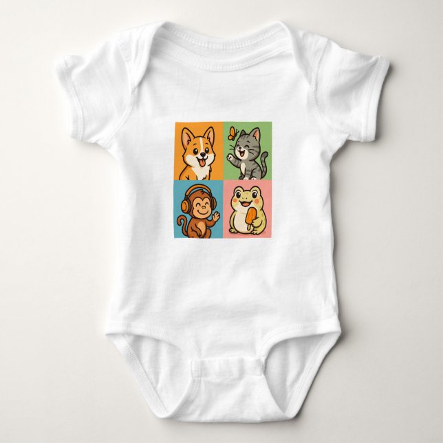 Cute funny Animals Baby Bodysuit (Front)