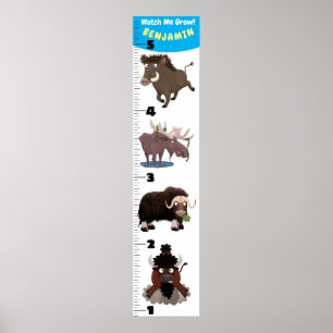 Cute funny animals cartoon growth chart