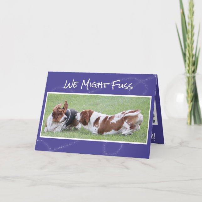 Cute & Funny Anniversary Card w/Basset Hounds (Front)