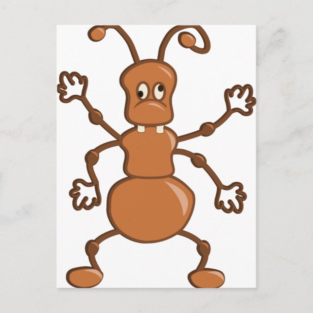 Cute funny Ant cartoon Postcard (Front)