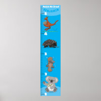 Cute funny Australian animals cartoon growth chart
