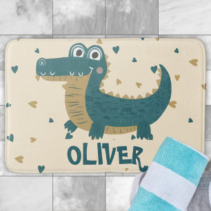 Cute Funny Baby Alligator Personalized Bath Mat