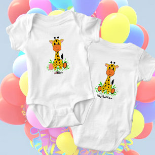 Cute funny baby giraffe for kids, bodysuit