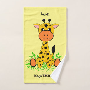 Cute funny baby giraffe for kids, hand towel