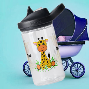 Cute funny baby giraffe kids water bottle