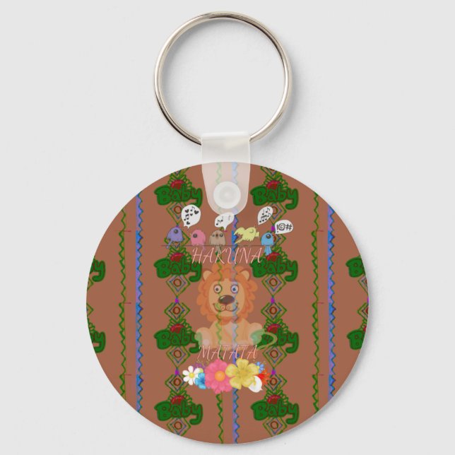 Cute Funny Baby Lion King: Hakuna Matata Design Keychain (Front)