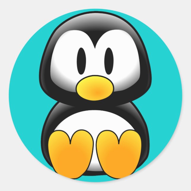 Cute Funny Baby Penguin Classic Round Sticker (Front)