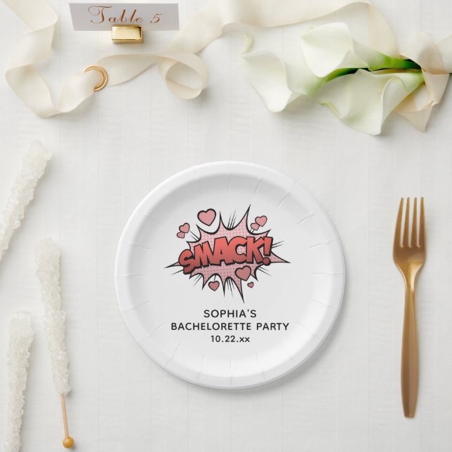 Cute Funny Bachelorette Party Retro Wedding Paper Plate (Wedding)