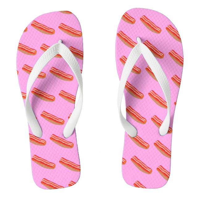 Cute Funny Bacon  Flip Flops (Footbed)