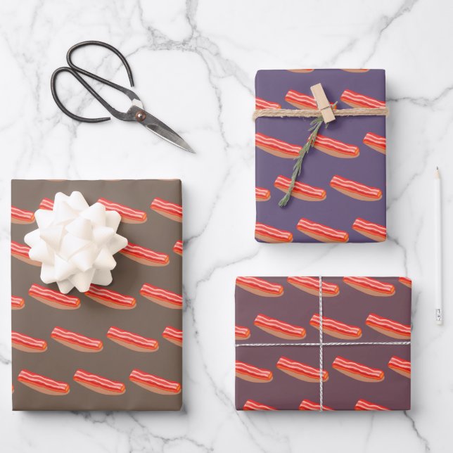 Cute Funny Bacon  Wrapping Paper Sheet (Front)