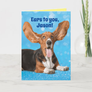 Cute Funny Basset Hound– Ears to You Custom Name Card