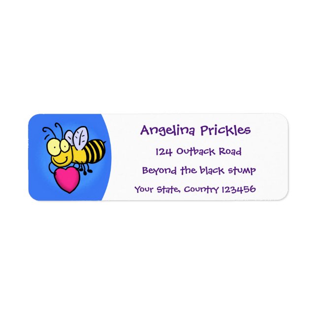 Cute funny bee with heart cartoon illustration (Front)