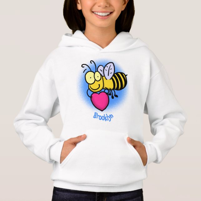 Cute funny bee with heart cartoon illustration (Front)