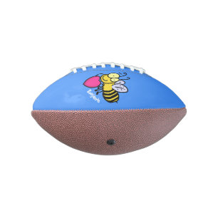 Cute funny bee with heart cartoon illustration football