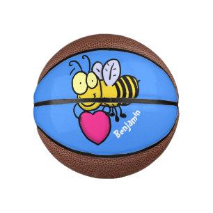 Cute funny bee with heart cartoon illustration mini basketball