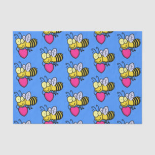 Cute funny bee with heart cartoon illustration tissue paper