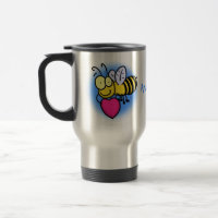 Cute funny bee with heart cartoon illustration