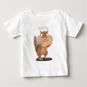 Cute funny big cheeks chipmunk cartoon baby T-Shirt