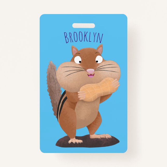 Cute funny big cheeks chipmunk cartoon  badge (Front)
