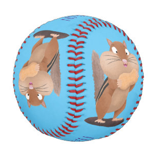 Cute funny big cheeks chipmunk cartoon baseball