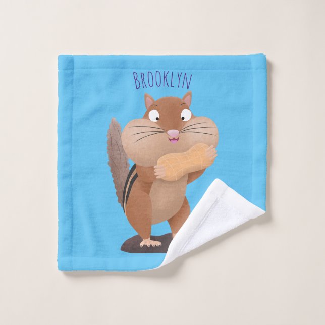 Cute funny big cheeks chipmunk cartoon bath towel set (Wash Cloth)