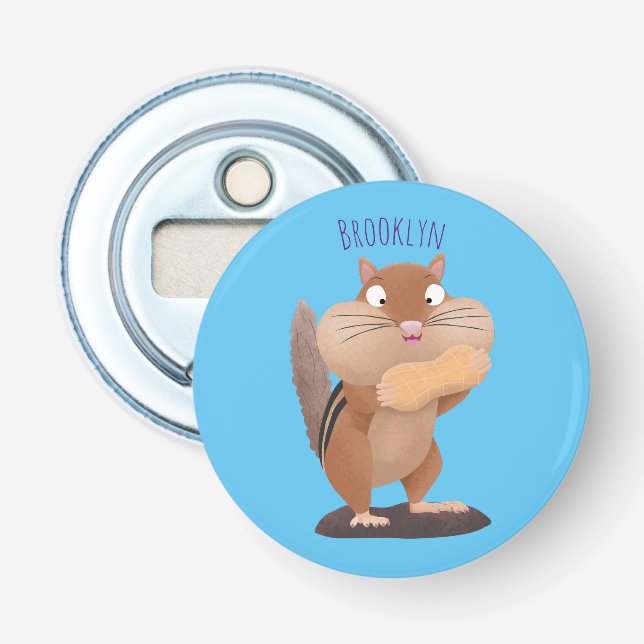 Cute funny big cheeks chipmunk cartoon bottle opener (Front)