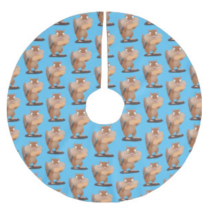 Cute funny big cheeks chipmunk cartoon brushed polyester tree skirt
