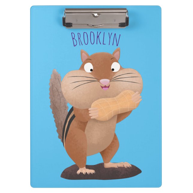 Cute funny big cheeks chipmunk cartoon clipboard (Front)