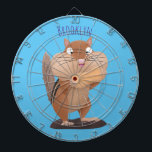Cute funny big cheeks chipmunk cartoon dartboard<br><div class="desc">This happy hungry chipmunk has a full mouth of food. Drawn in funny cartoon illustration style.</div>