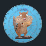 Cute funny big cheeks chipmunk cartoon dartboard<br><div class="desc">This happy hungry chipmunk has a full mouth of food. Drawn in funny cartoon illustration style.</div>