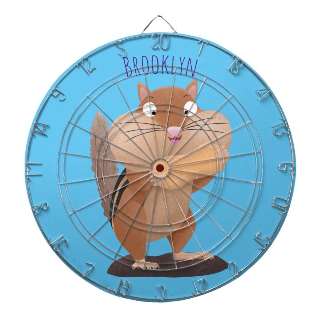 Cute funny big cheeks chipmunk cartoon dartboard (Front)