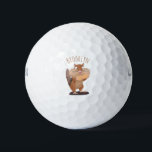 Cute funny big cheeks chipmunk cartoon golf balls<br><div class="desc">This happy hungry chipmunk has a full mouth of food. Drawn in funny cartoon illustration style.</div>