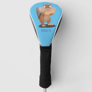 Cute funny big cheeks chipmunk cartoon  golf head cover
