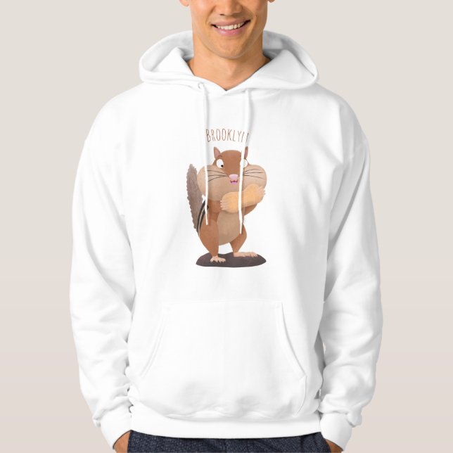 Cute funny big cheeks chipmunk cartoon hoodie (Front)
