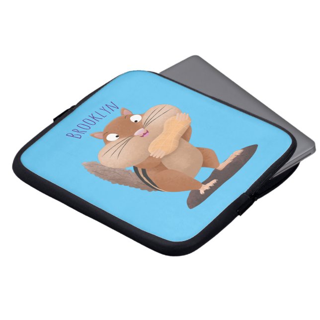 Cute funny big cheeks chipmunk cartoon laptop sleeve (Front Top)