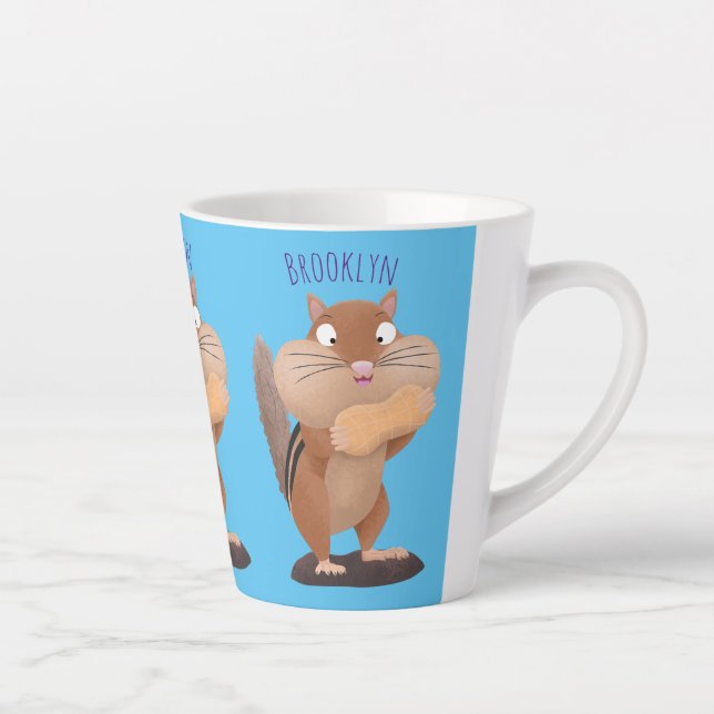 Cute funny big cheeks chipmunk cartoon  latte mug (Right)