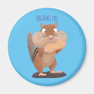 Cute funny big cheeks chipmunk cartoon magnet