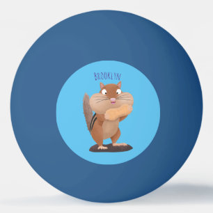 Cute funny big cheeks chipmunk cartoon ping pong ball