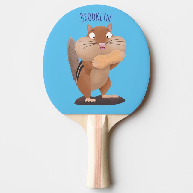 Cute funny big cheeks chipmunk cartoon ping pong paddle (Front)