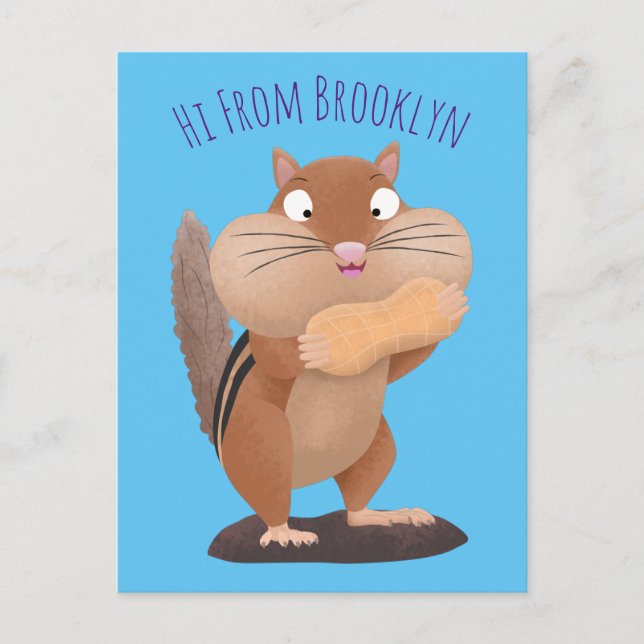 Cute funny big cheeks chipmunk cartoon postcard (Front)