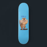 Cute funny big cheeks chipmunk cartoon  skateboard<br><div class="desc">This happy hungry chipmunk has a full mouth of food. Drawn in funny cartoon illustration style.</div>