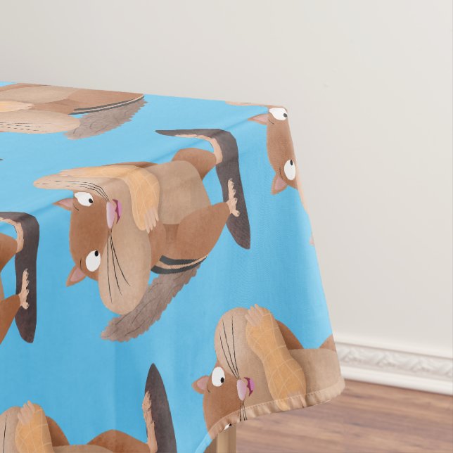 Cute funny big cheeks chipmunk cartoon tablecloth (In Situ)
