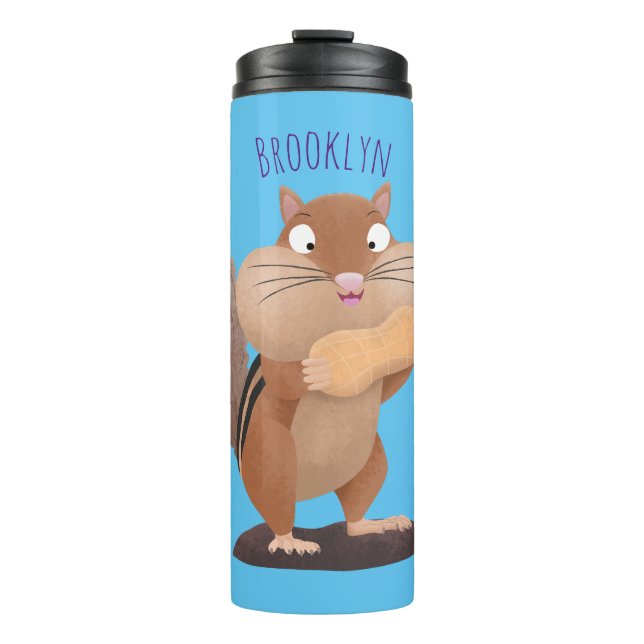Cute funny big cheeks chipmunk cartoon thermal tumbler (Front)